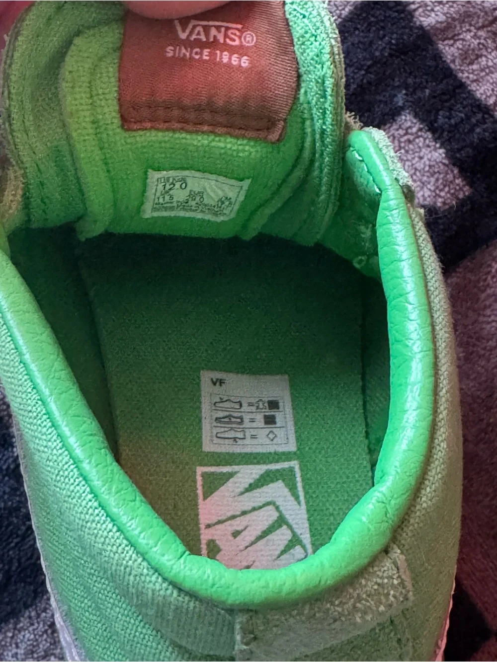 Kids VANS Velcro Electric Green High-Top Shoe